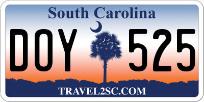 SC license plate DOY525