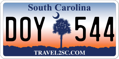 SC license plate DOY544