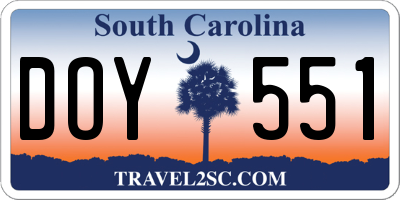 SC license plate DOY551