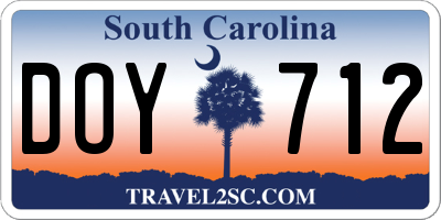 SC license plate DOY712