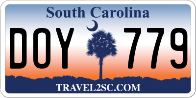 SC license plate DOY779