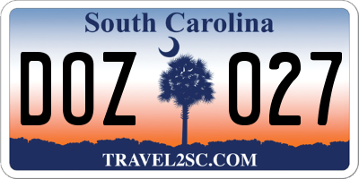 SC license plate DOZ027