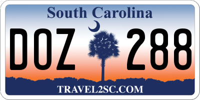 SC license plate DOZ288