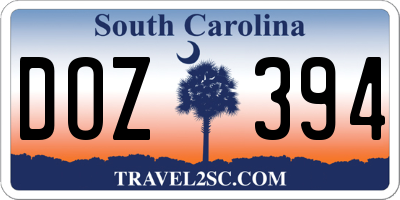 SC license plate DOZ394