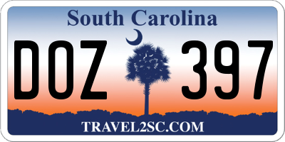 SC license plate DOZ397