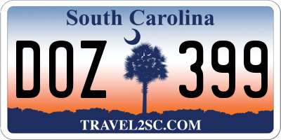 SC license plate DOZ399