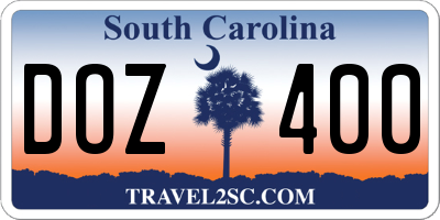 SC license plate DOZ400