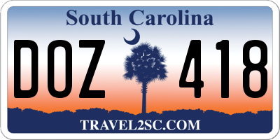 SC license plate DOZ418