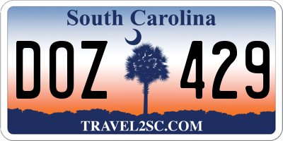 SC license plate DOZ429