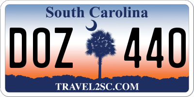 SC license plate DOZ440