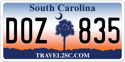 SC license plate DOZ835
