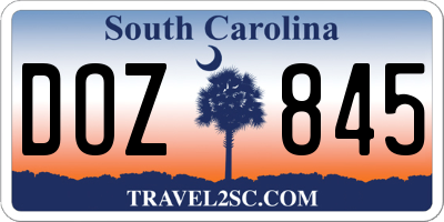 SC license plate DOZ845