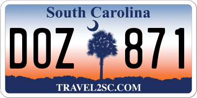 SC license plate DOZ871