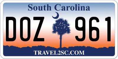 SC license plate DOZ961