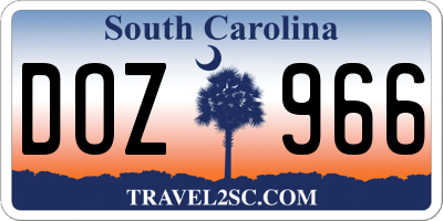 SC license plate DOZ966