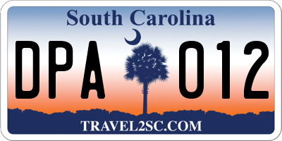 SC license plate DPA012