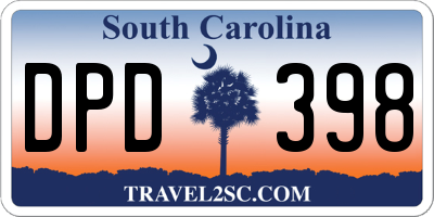 SC license plate DPD398