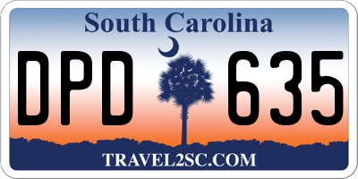 SC license plate DPD635