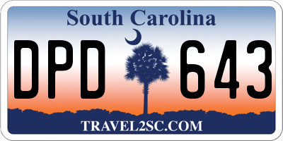 SC license plate DPD643