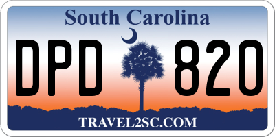 SC license plate DPD820