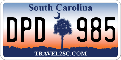 SC license plate DPD985