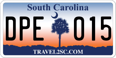 SC license plate DPE015