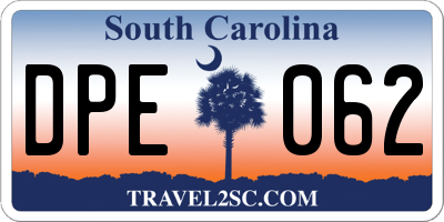 SC license plate DPE062
