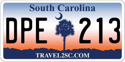SC license plate DPE213