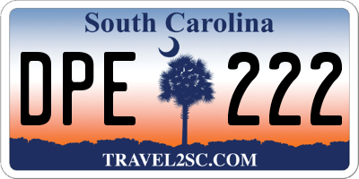 SC license plate DPE222
