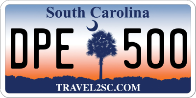 SC license plate DPE500