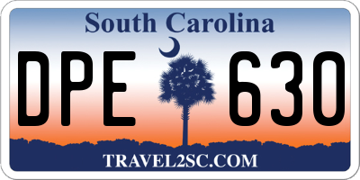 SC license plate DPE630