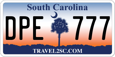 SC license plate DPE777