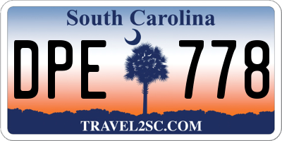 SC license plate DPE778