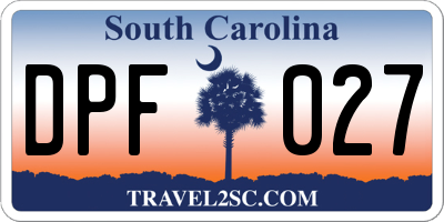 SC license plate DPF027