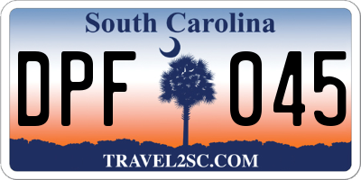 SC license plate DPF045