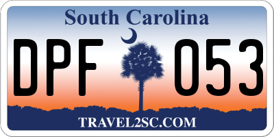SC license plate DPF053