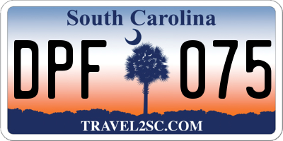 SC license plate DPF075