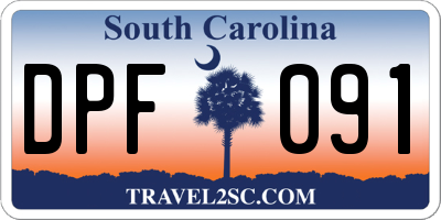 SC license plate DPF091