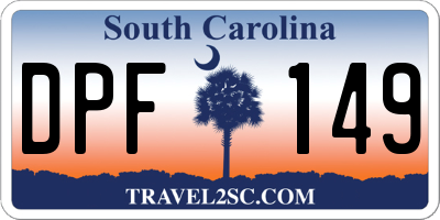 SC license plate DPF149