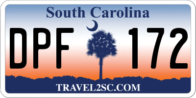 SC license plate DPF172