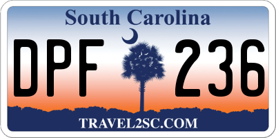 SC license plate DPF236