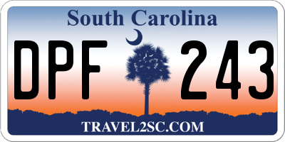 SC license plate DPF243