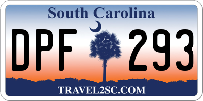 SC license plate DPF293