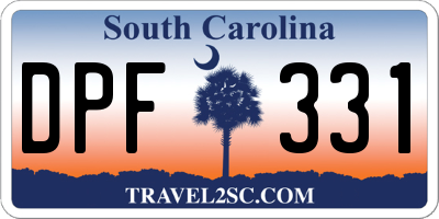 SC license plate DPF331