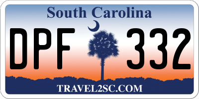 SC license plate DPF332