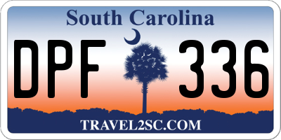 SC license plate DPF336