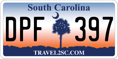 SC license plate DPF397