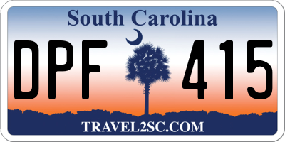 SC license plate DPF415