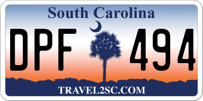 SC license plate DPF494