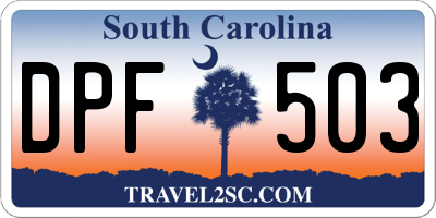 SC license plate DPF503